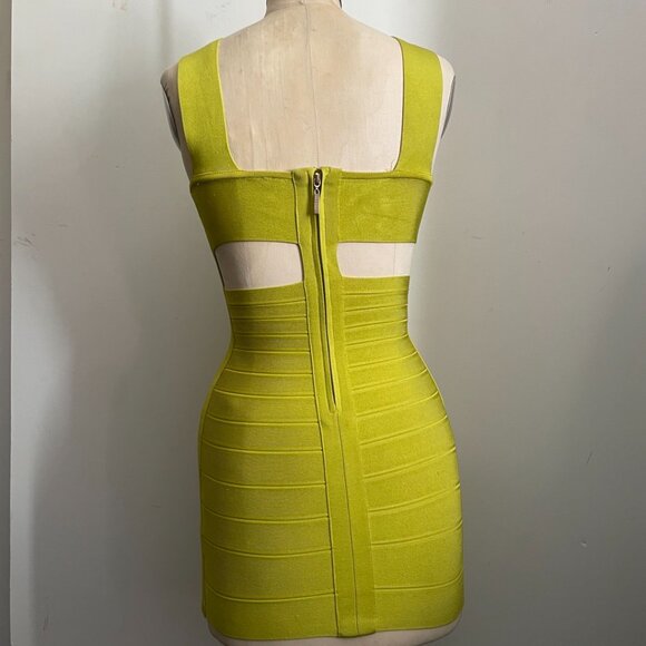 Neon Yellow Bandage Bodycon Dress - Picture 2 of 10
